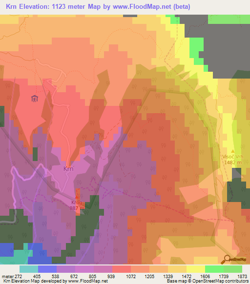 Krn,Slovenia Elevation Map