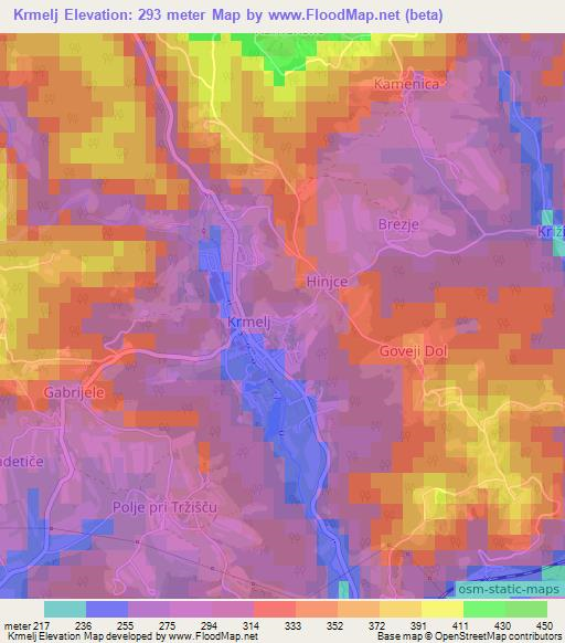 Krmelj,Slovenia Elevation Map