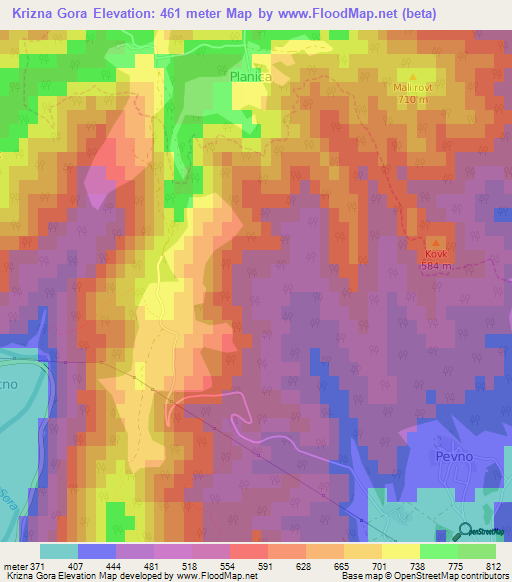 Krizna Gora,Slovenia Elevation Map