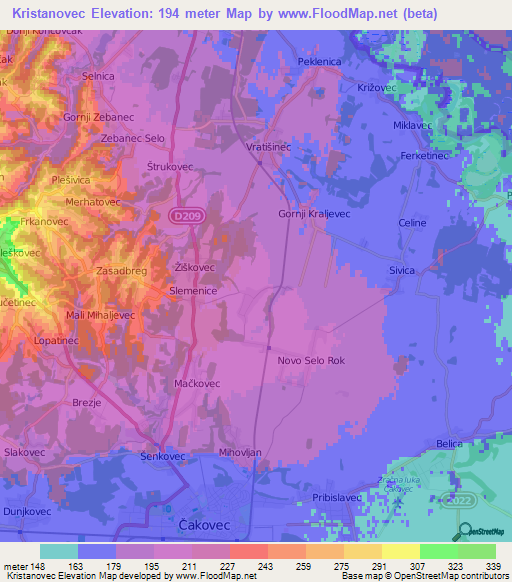 Kristanovec,Croatia Elevation Map