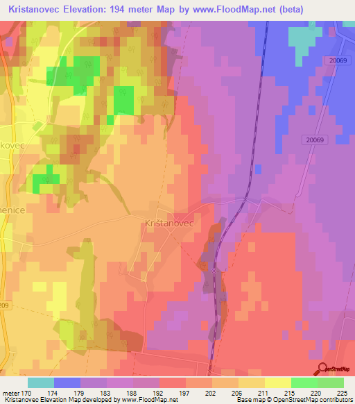 Kristanovec,Croatia Elevation Map