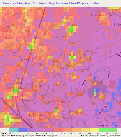 Kristanci,Slovenia Elevation Map