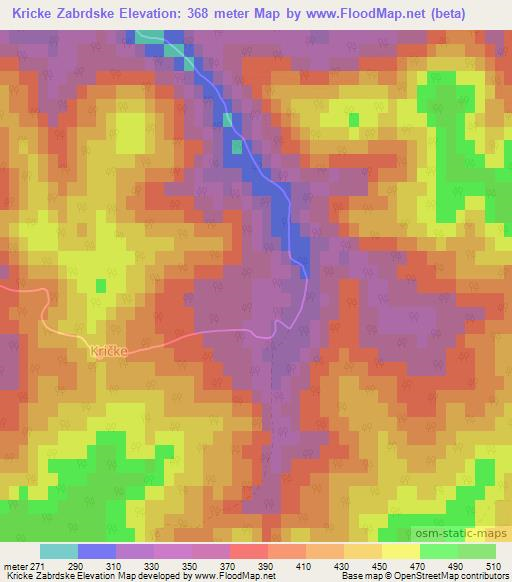 Kricke Zabrdske,Croatia Elevation Map