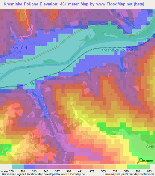 Kresniske Poljane,Slovenia Elevation Map