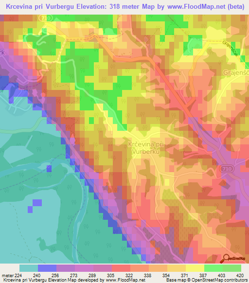 Krcevina pri Vurbergu,Slovenia Elevation Map