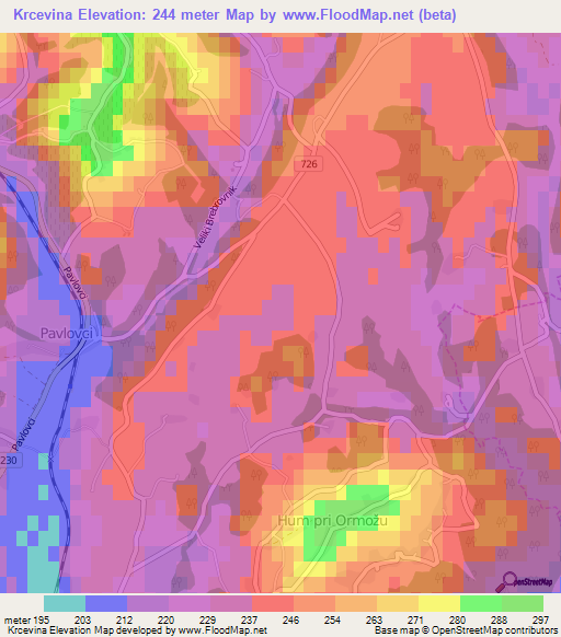 Krcevina,Slovenia Elevation Map