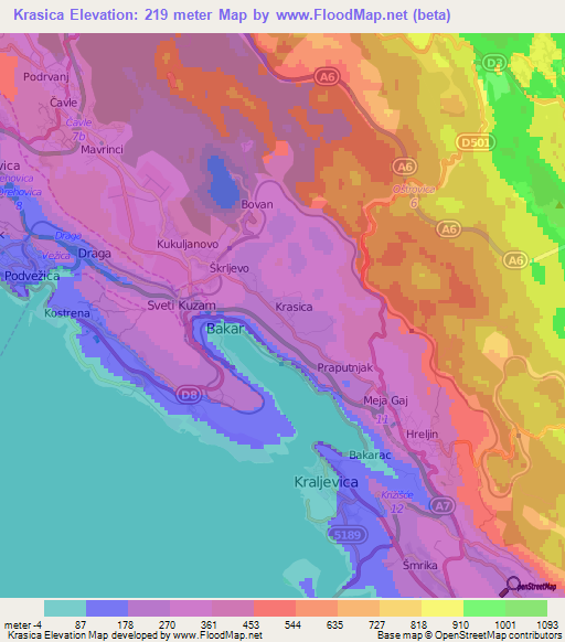 Krasica,Croatia Elevation Map