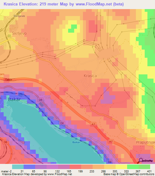 Krasica,Croatia Elevation Map