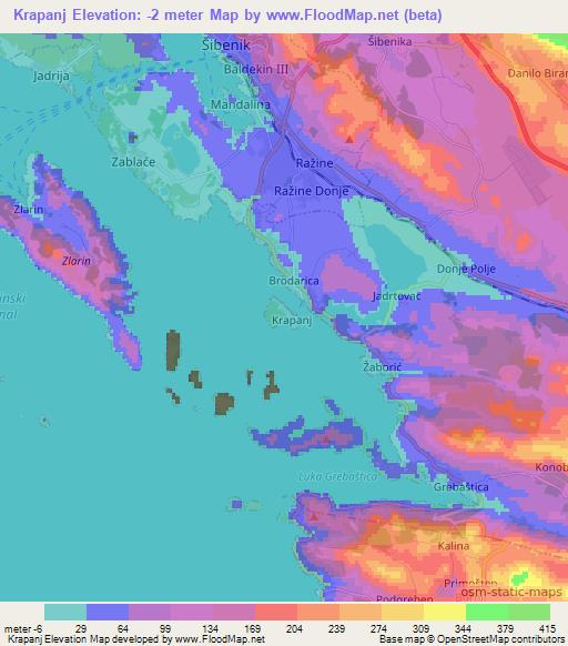 Krapanj,Croatia Elevation Map