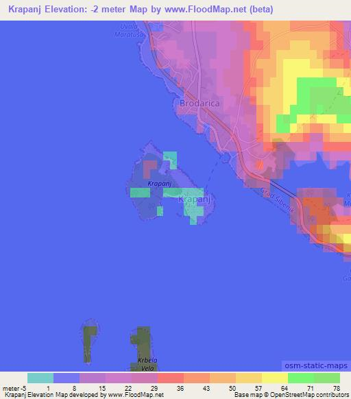 Krapanj,Croatia Elevation Map