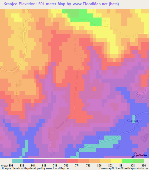 Kranjce,Slovenia Elevation Map