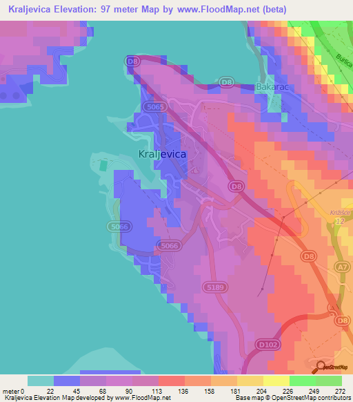 Kraljevica,Croatia Elevation Map