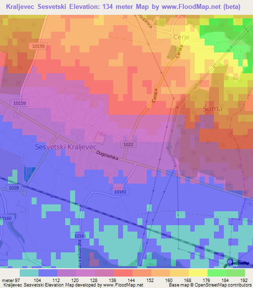 Kraljevec Sesvetski,Croatia Elevation Map