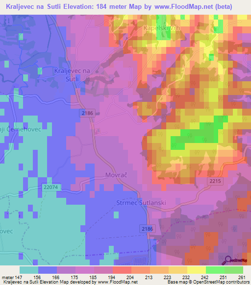 Kraljevec na Sutli,Croatia Elevation Map