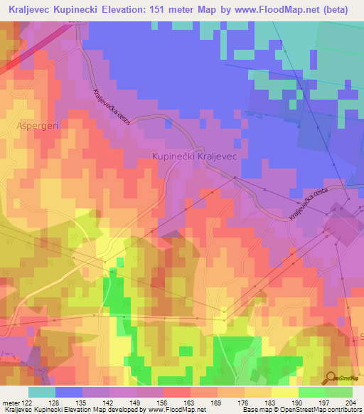 Kraljevec Kupinecki,Croatia Elevation Map