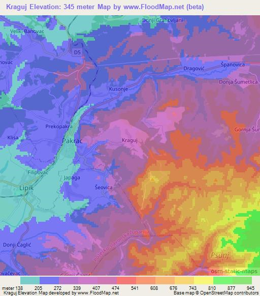 Kraguj,Croatia Elevation Map