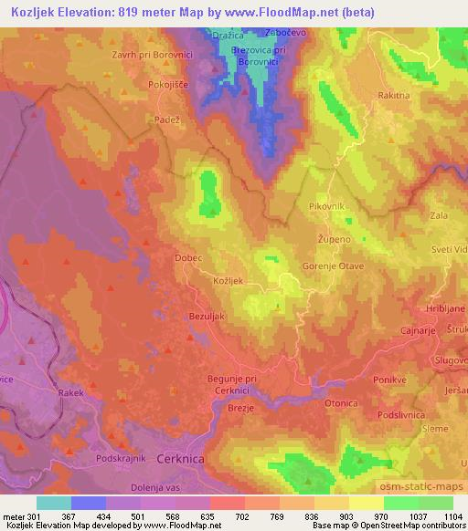 Kozljek,Slovenia Elevation Map