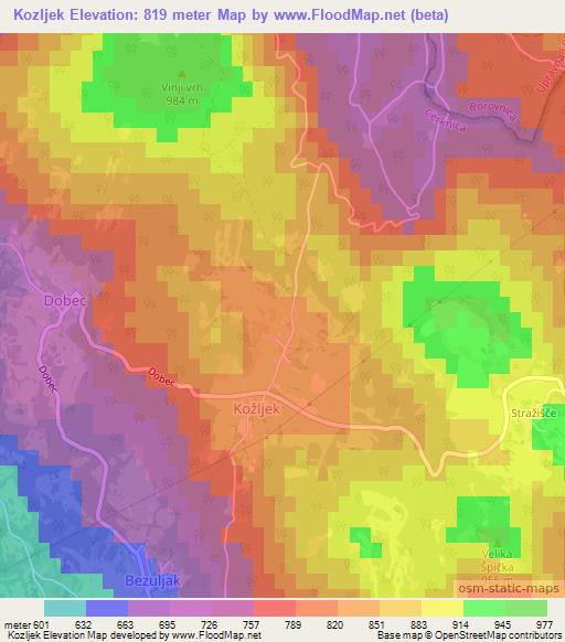 Kozljek,Slovenia Elevation Map