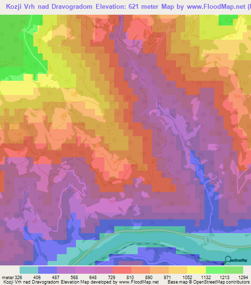 Kozji Vrh nad Dravogradom,Slovenia Elevation Map