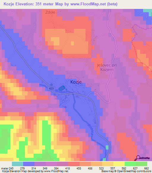 Kozje,Slovenia Elevation Map