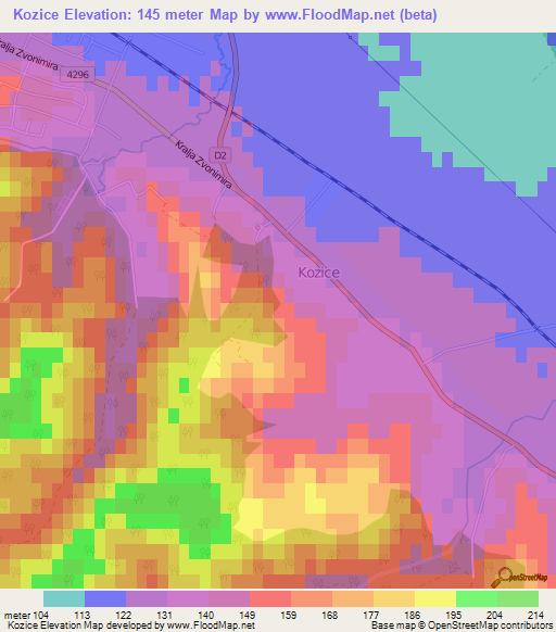 Kozice,Croatia Elevation Map