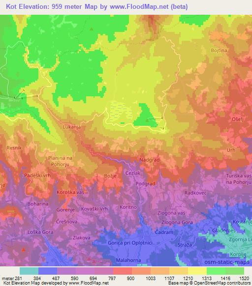 Kot,Slovenia Elevation Map