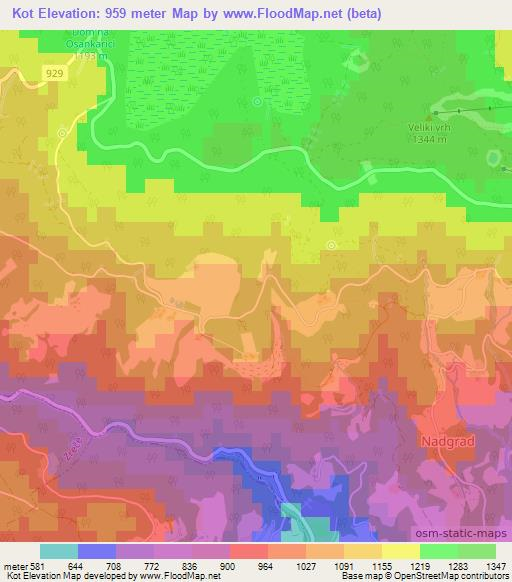 Kot,Slovenia Elevation Map