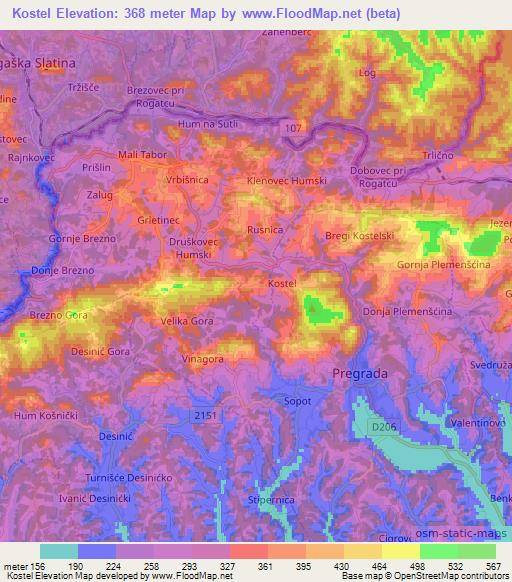 Kostel,Croatia Elevation Map