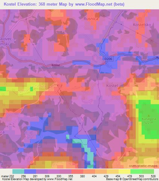 Kostel,Croatia Elevation Map