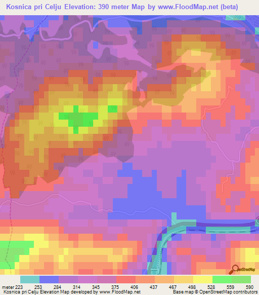 Kosnica pri Celju,Slovenia Elevation Map