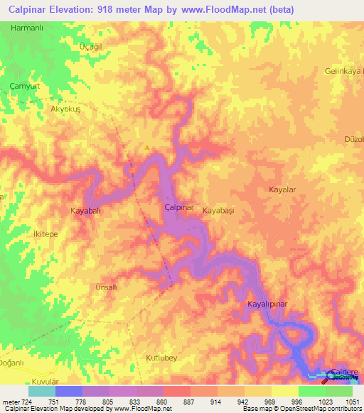 Calpinar,Turkey Elevation Map