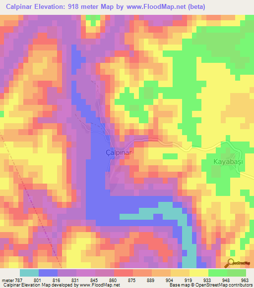 Calpinar,Turkey Elevation Map