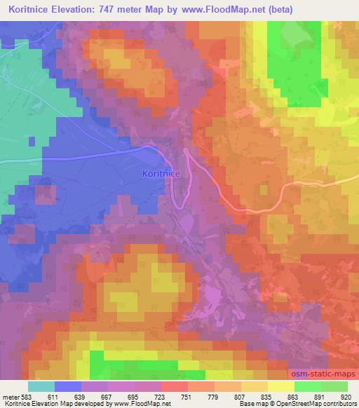 Koritnice,Slovenia Elevation Map