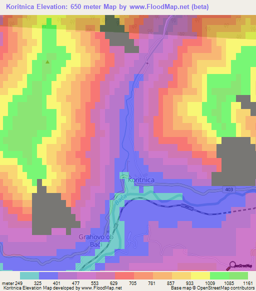 Koritnica,Slovenia Elevation Map