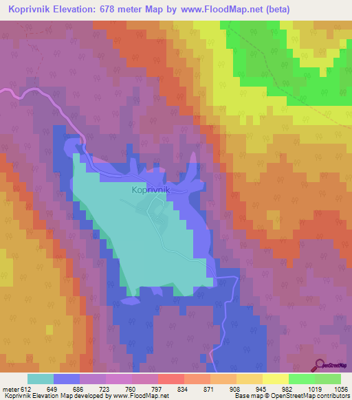 Koprivnik,Slovenia Elevation Map