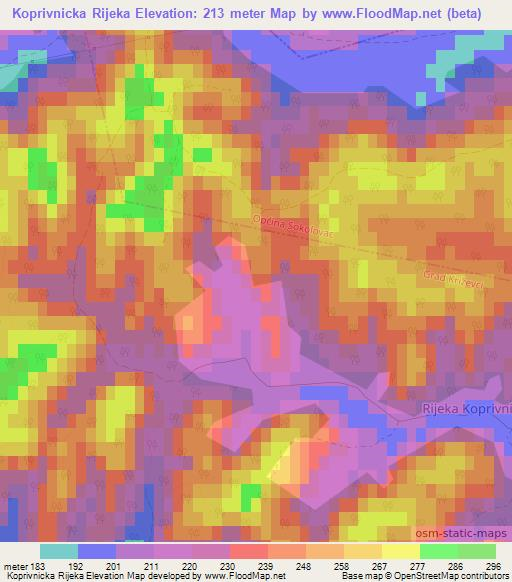 Koprivnicka Rijeka,Croatia Elevation Map