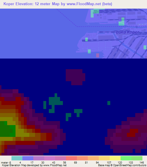 Koper,Slovenia Elevation Map