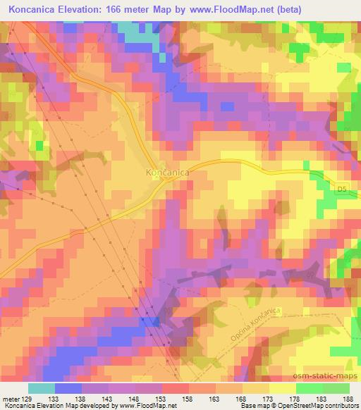 Koncanica,Croatia Elevation Map