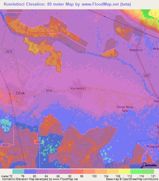 Komletinci,Croatia Elevation Map