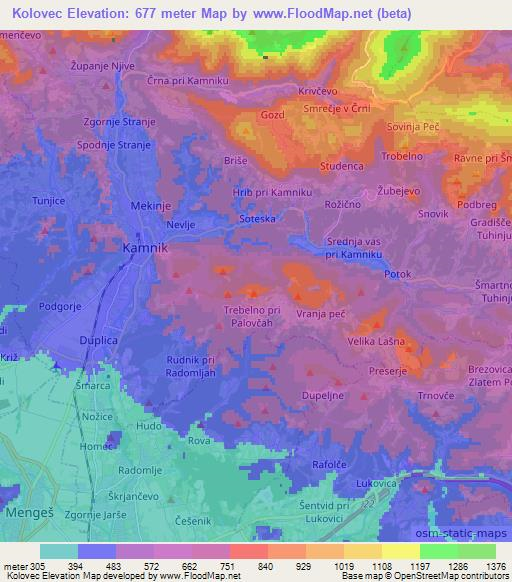 Kolovec,Slovenia Elevation Map