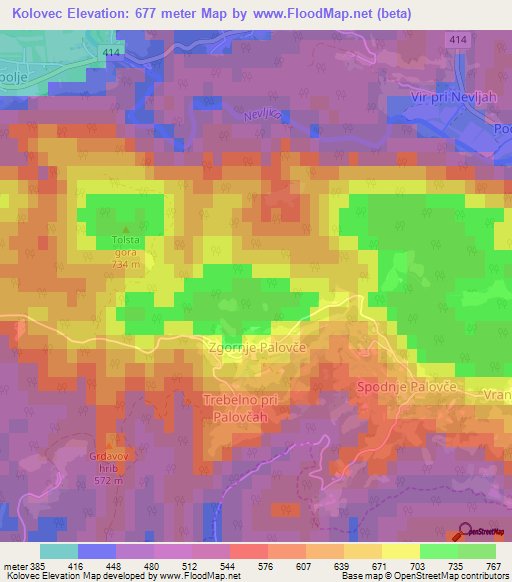 Kolovec,Slovenia Elevation Map