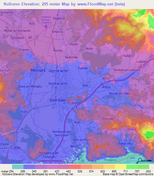 Kolicevo,Slovenia Elevation Map