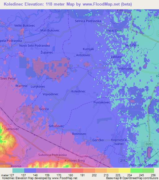 Koledinec,Croatia Elevation Map