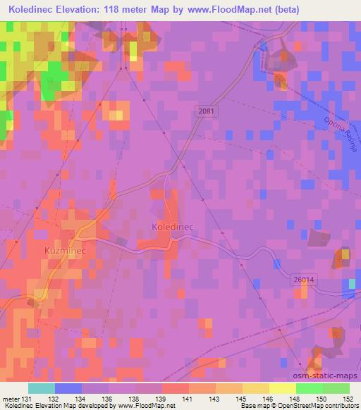 Koledinec,Croatia Elevation Map