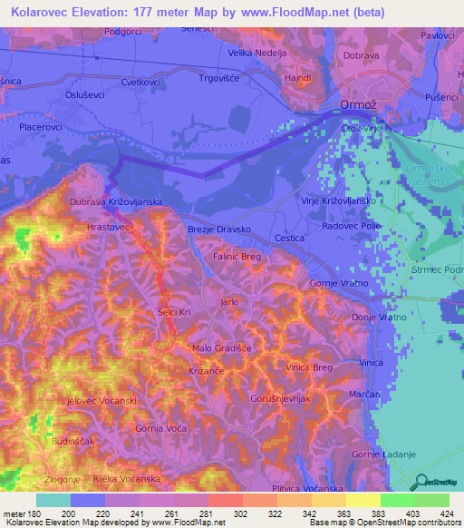 Kolarovec,Croatia Elevation Map