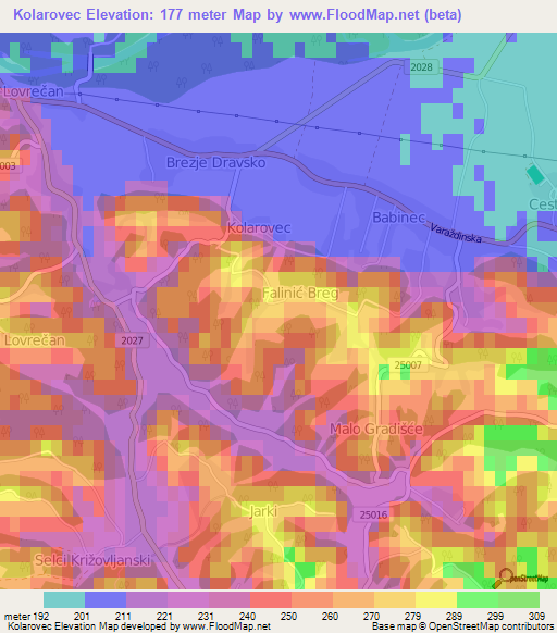 Kolarovec,Croatia Elevation Map