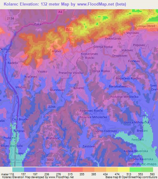 Kolarec,Croatia Elevation Map