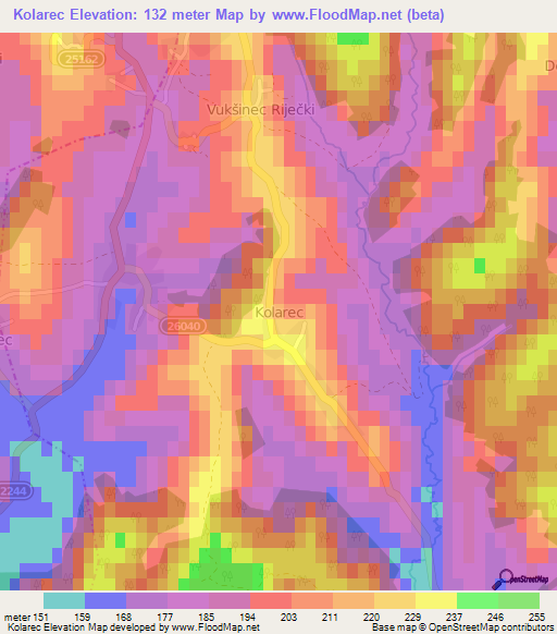 Kolarec,Croatia Elevation Map