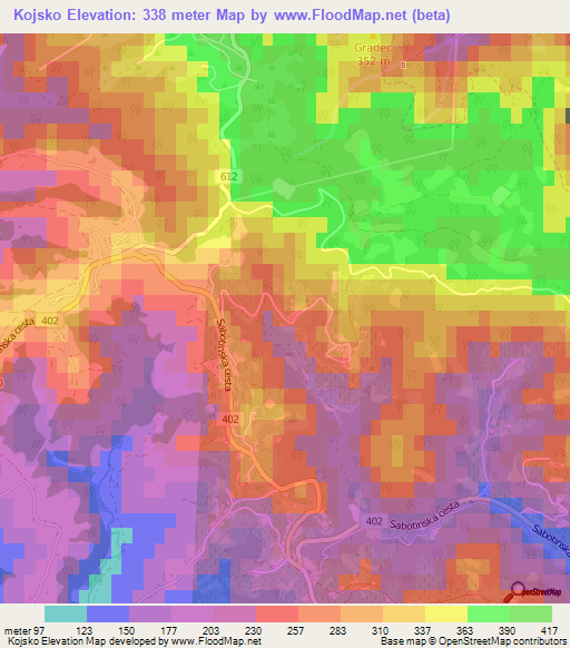 Kojsko,Slovenia Elevation Map