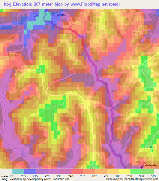 Kog,Slovenia Elevation Map